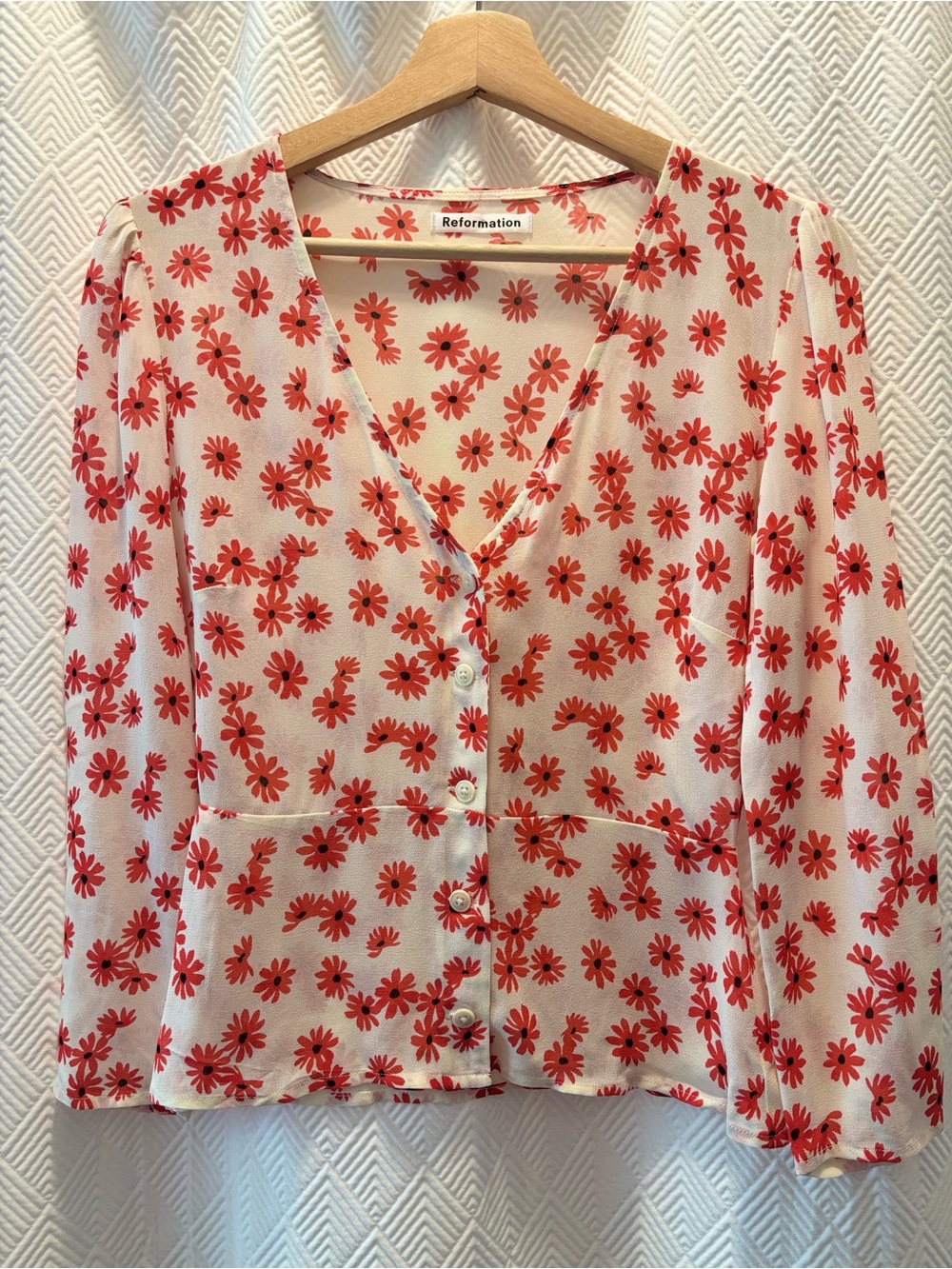 REFORMATION Jemma Blouse Daisy Print Size 2